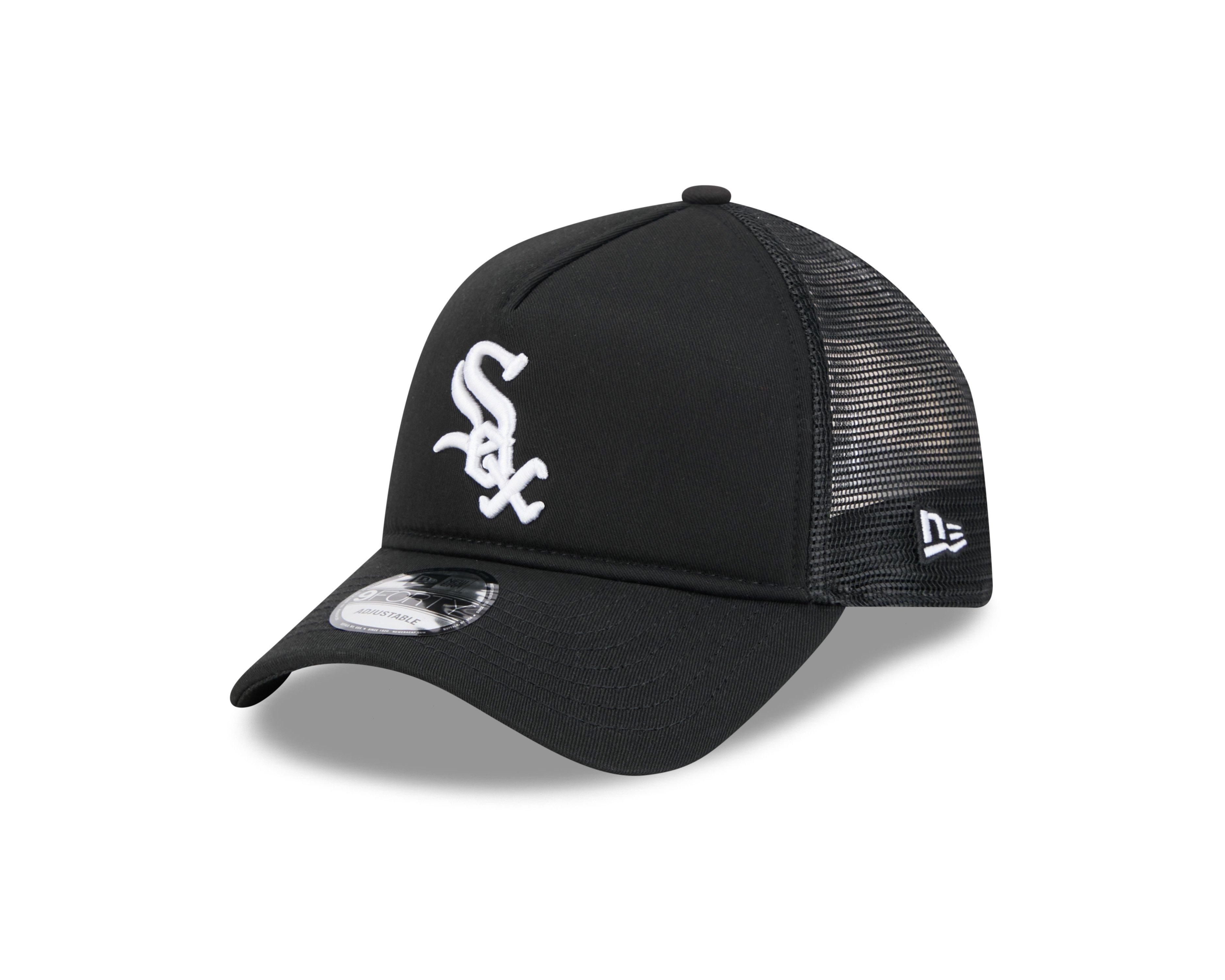 New Era Chicago White Sox 9FORTY A-Frame Trucker Snapback Hat - Black - BLACK
